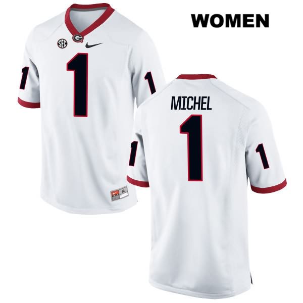 Georgia Bulldogs Women's Sony Michel #1 NCAA Authentic White Nike Stitched College Football Jersey UDM4556LS